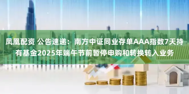 凤凰配资 公告速递：南方中证同业存单AAA指数7天持有基金2025年端午节前暂停申购和转换转入业务